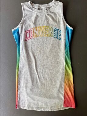 Converse Girls Rainbow Logo Tank Dress Grey Size M 10-12